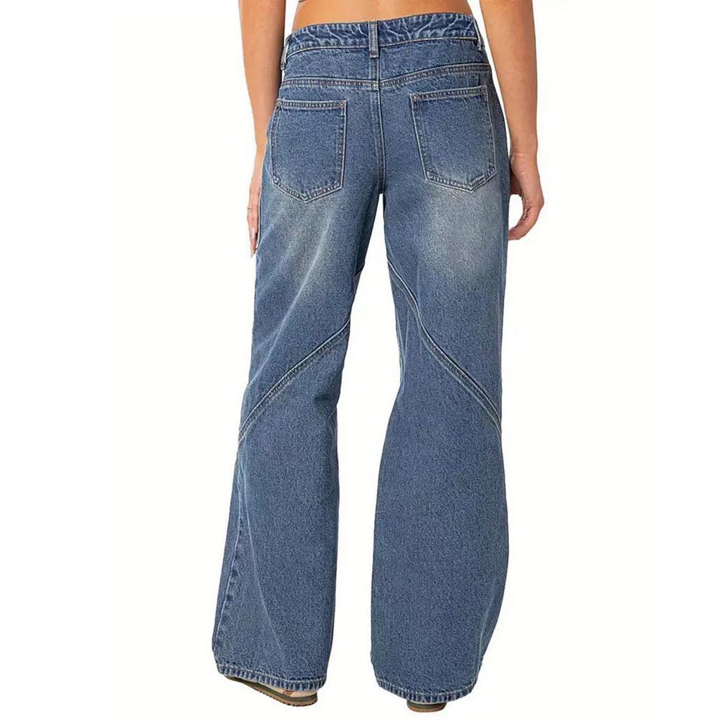 Women's High Waist Washed Women's Jeans Fashionable Versatile Straight Leg Pants