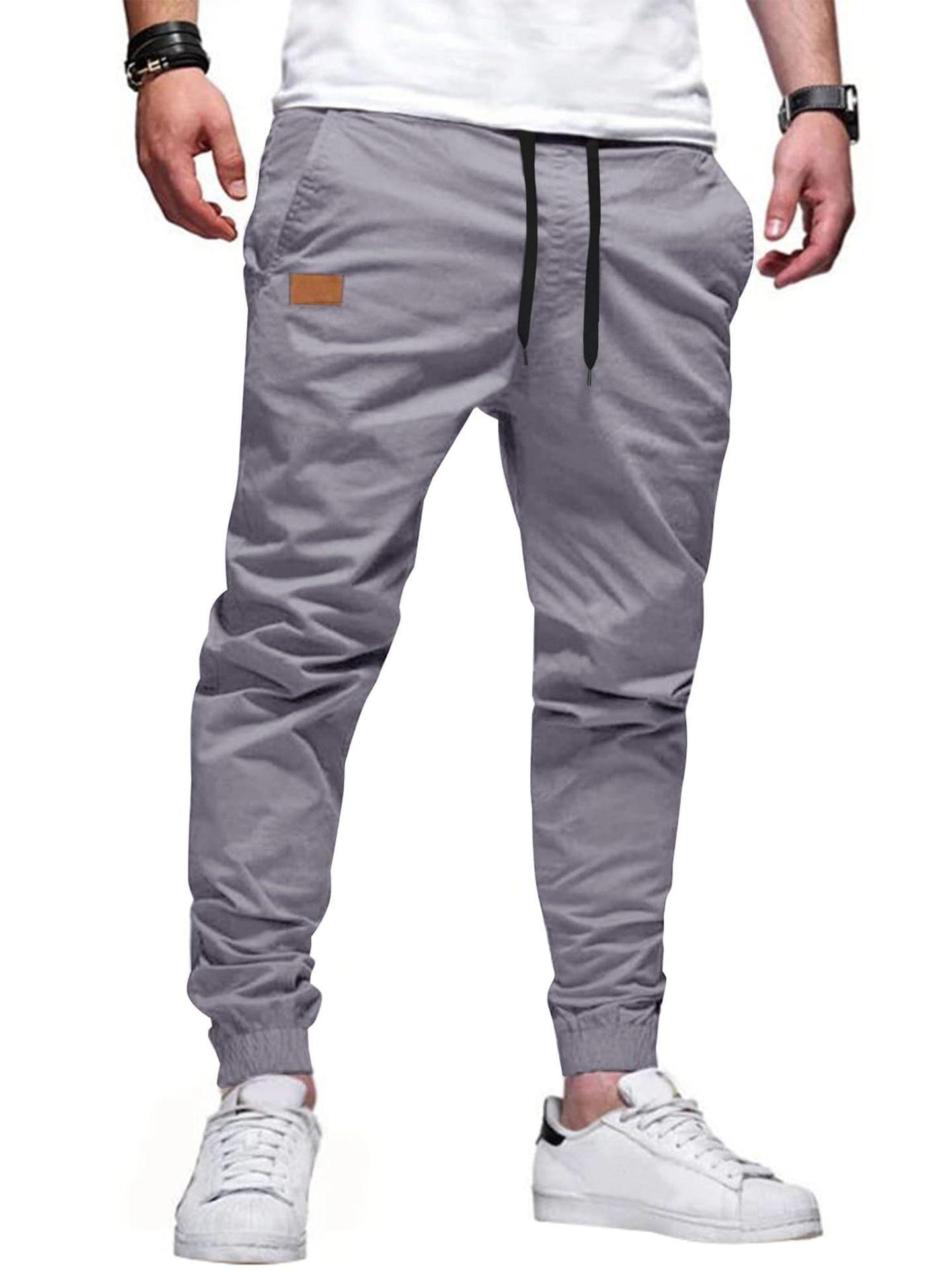 Available In 2026: Men s European Size Drawstring Workwear Pants - Casual Ankle-Tie Design M серый