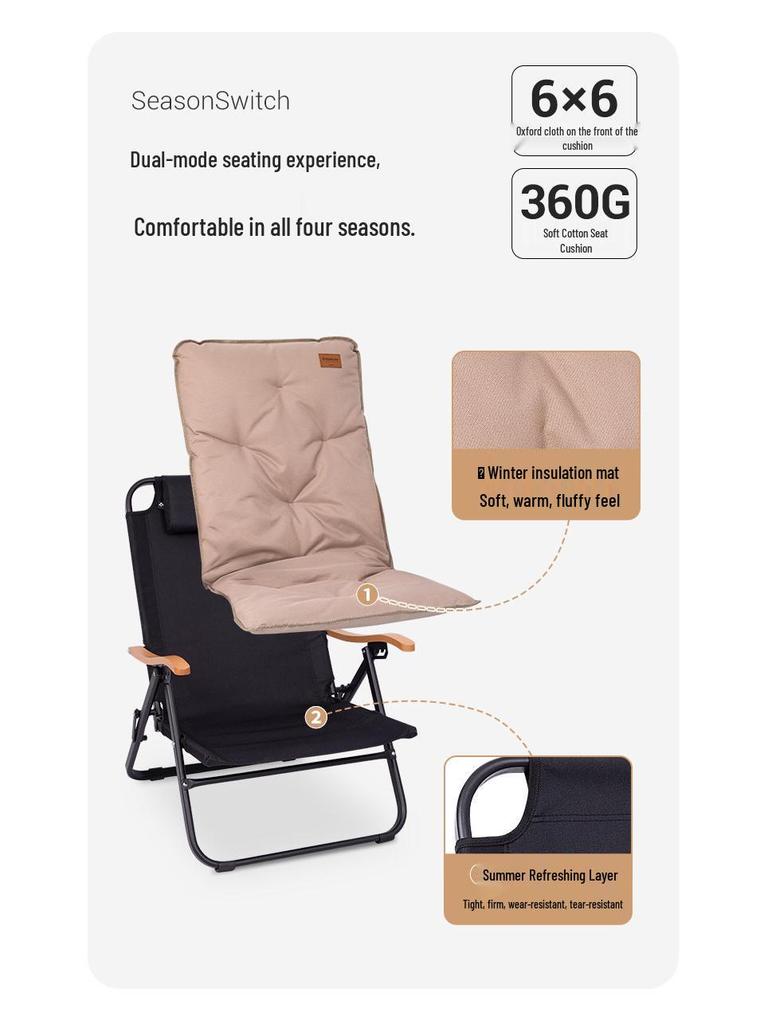 KingCamp Kangaroo Outdoor Folding Recliner: Portable High-Back Chair for Camping & Relaxation - Dual-Use Sitting & Lying, Four Seasons Comfort.