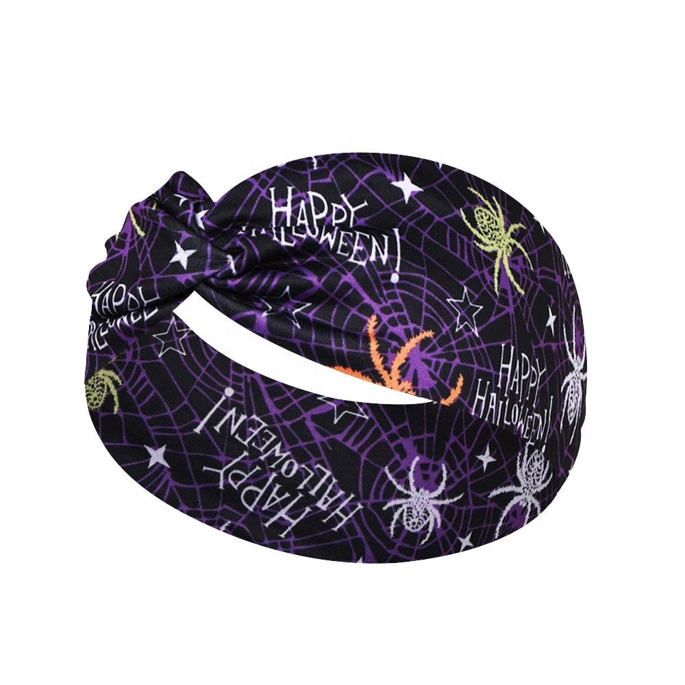 Elastic Non Slip Halloween Headbands Hair Accessories Bulk Pumpkin Pattern Halloween Hairband for Women Girl