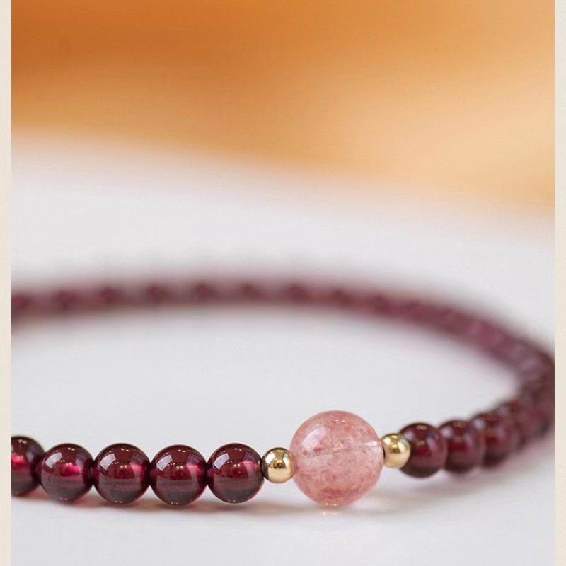 Garnet Bracelet Girls Ins Niche Design Small Particle Single Circle Bracelet Red Pomegranate Good Luck Beads Student Bracelet