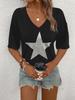 European Style Spring and Summer Women T-Shirt V-Neck Short Sleeve Clothing