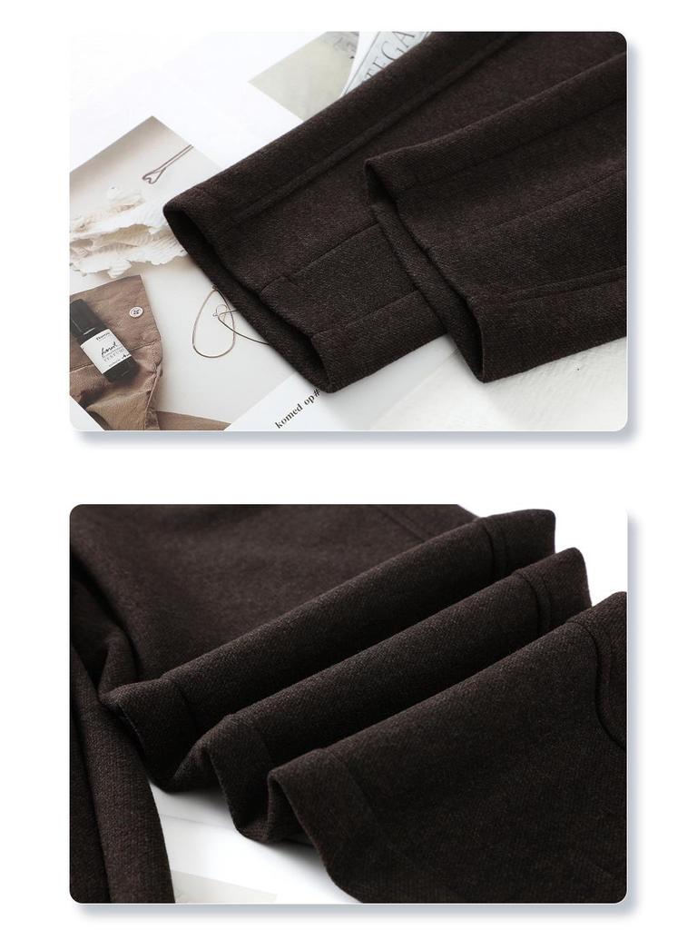 2024 Women's Khaki Wool Acetate Harem Pants - Petite Nine-Point Carrot Style for Autumn/Winter