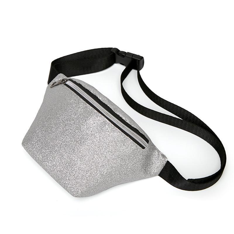 Fashionable Pure Color Chest Bag With Shiny Sequins And Soft Pu Leather For Women