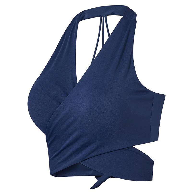 V-Neck Cross-Border Bandage Sports Bra – Shockproof, Gathered Back for Yoga & Running