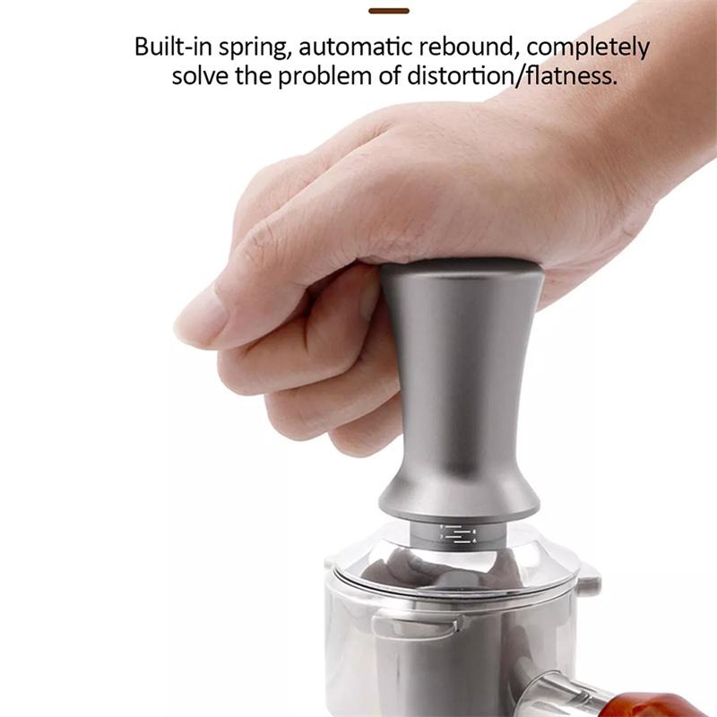 51/53/58Mm Coffee Tamper Stainless Steel Coffee Powder Constant Press Hammer With Scale Thread Base Espresso Accessories