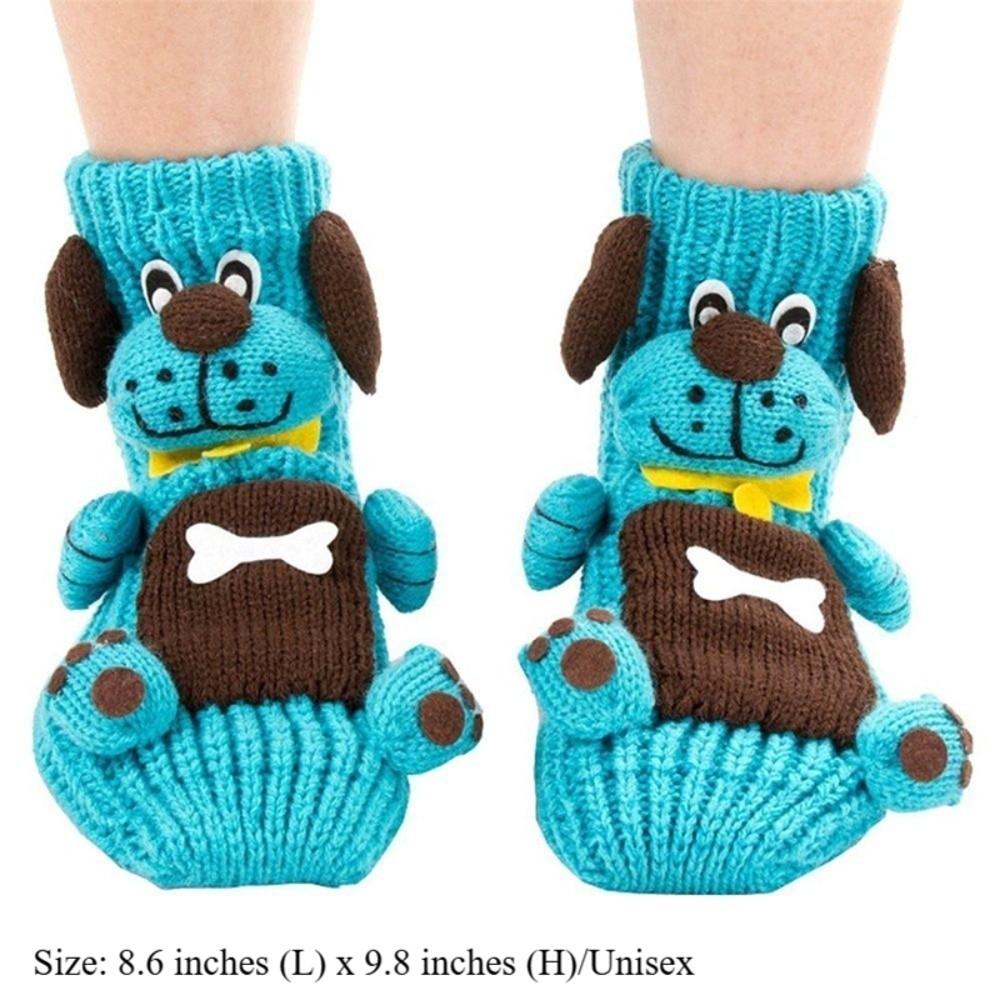 3D Knit Animal Socks Hand Crocheted Double Layer Novelty Floor Socks Anti-Sweat Breathable Winter Socks Christmas Gifts