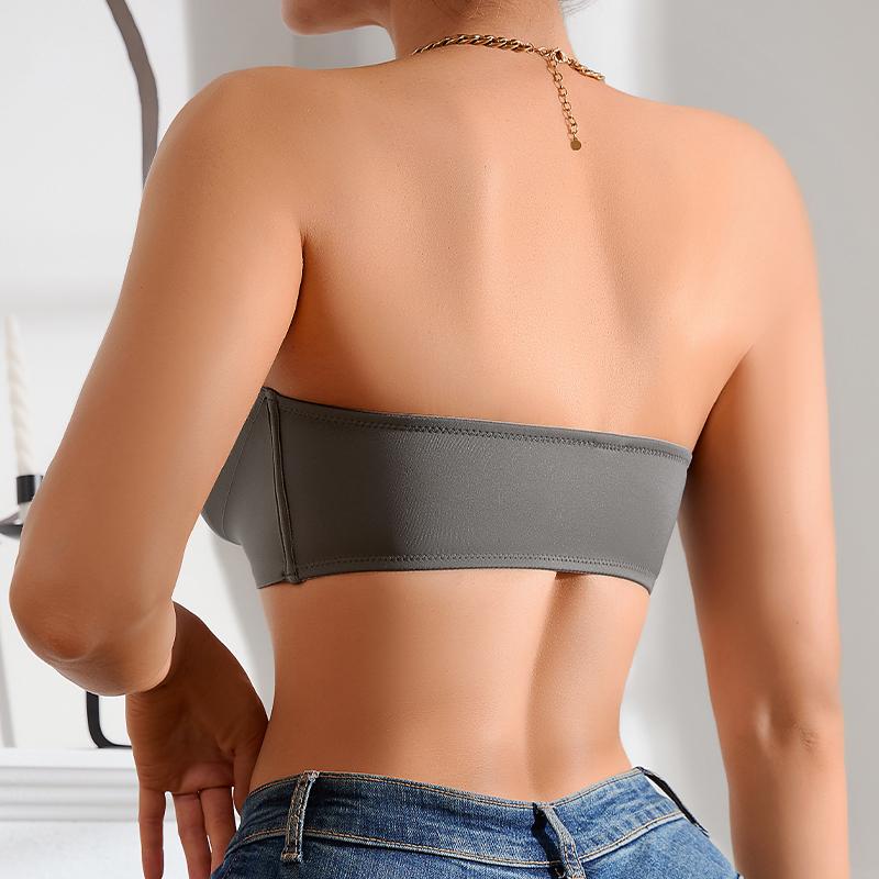 Women's Front-button Strapless Bralette Bras Wirefree Invisible Comfortable Bandeau Bra Underwear