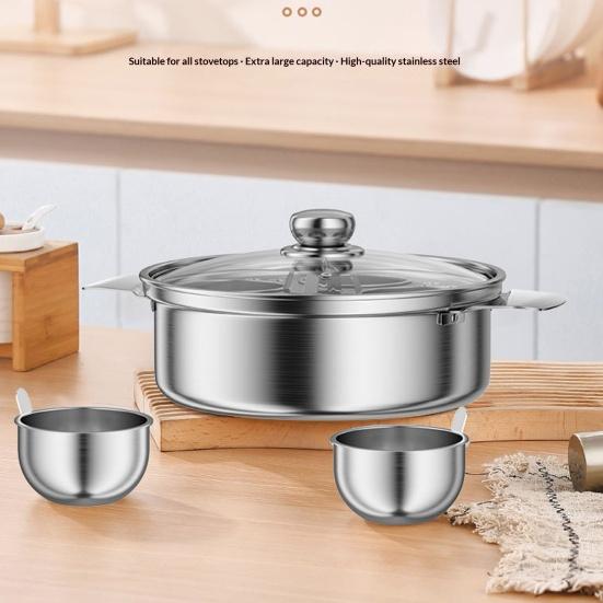 Stainless Steel Steamer Pot 4-Person Capacity Stew Pot for Porridge Soup Induction Cooktop Compatible Heat-Resistant Hard Boiled Egg Cooker