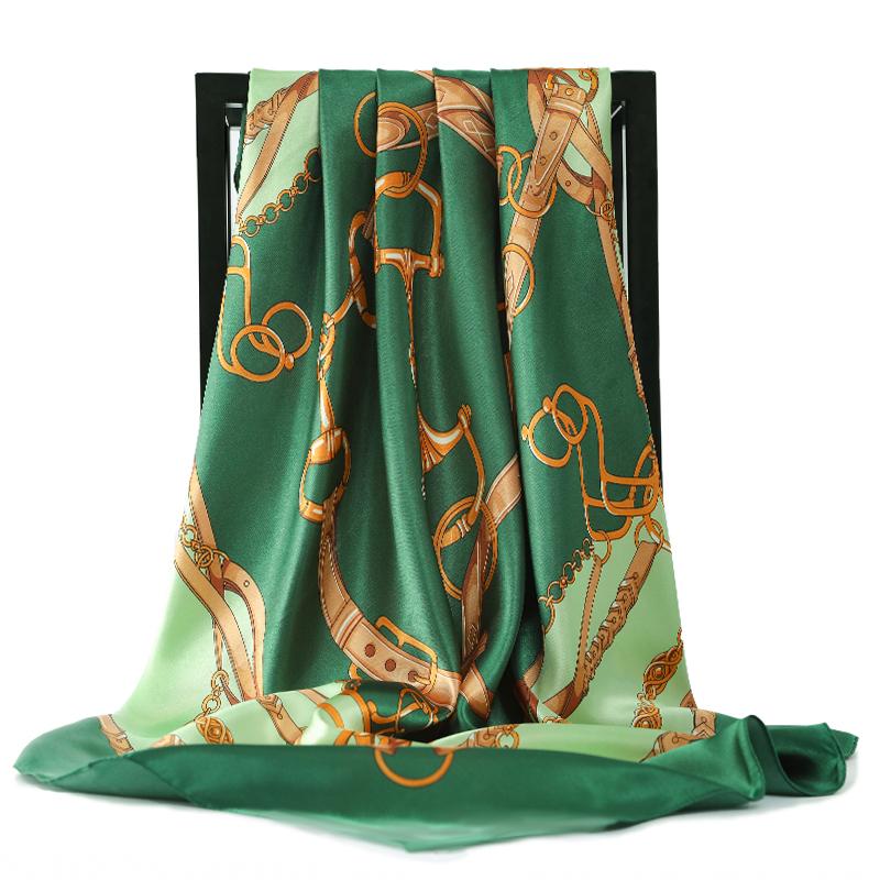 

90X90CM Square Women Scarves Silk Office Ladies Hair Neck Bandanna Headband Foulard Headcloth Muslim Headscarf Female muffler 90X90cm