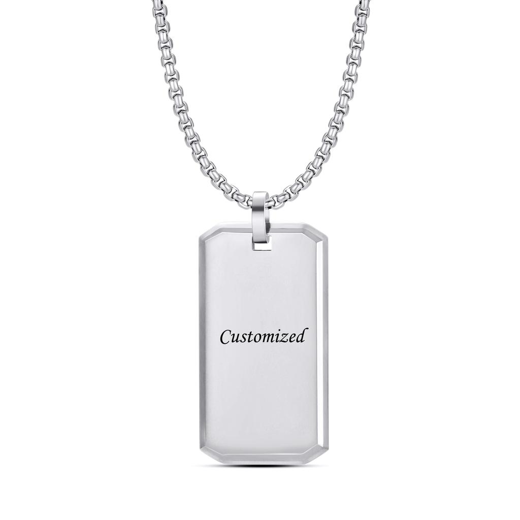 1Pc Customized Huge Military Tag Necklace Heavy Stainless Steel Rectangle Pendant Necklace For Men Boy Jewelry Gift
