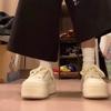 White sneakers spring new thick-soled ugly cute big-headed bread shoes heightening casual board shoes