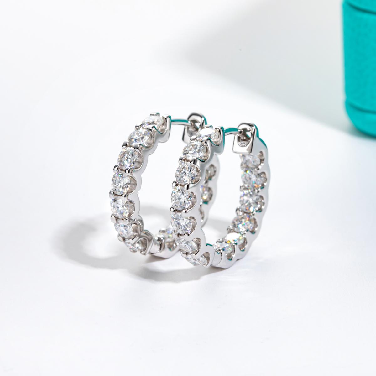 

AnuJewel 3 мм 2,6 карата общего веса D цвета Муассаниты Кольца Серьги 925 пробы Серебро Роскошные Серьги-Хугги для Женщин Украшения EARRINGS белый