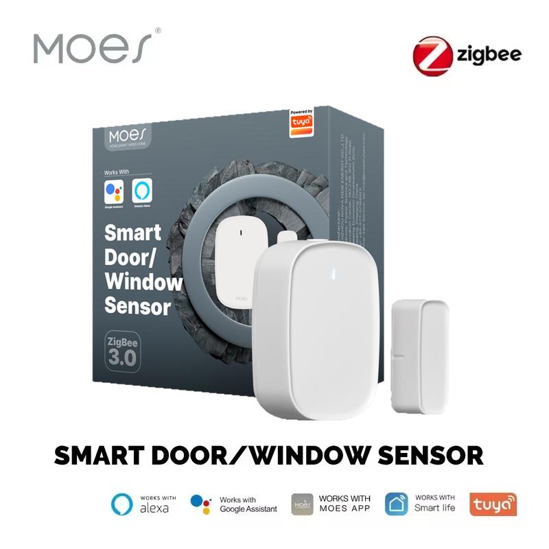 MOES Tuya ZigBee Smart Window Door Gate Sensor Detector Smart Home Security Alarm System Smart Life App Remote Control