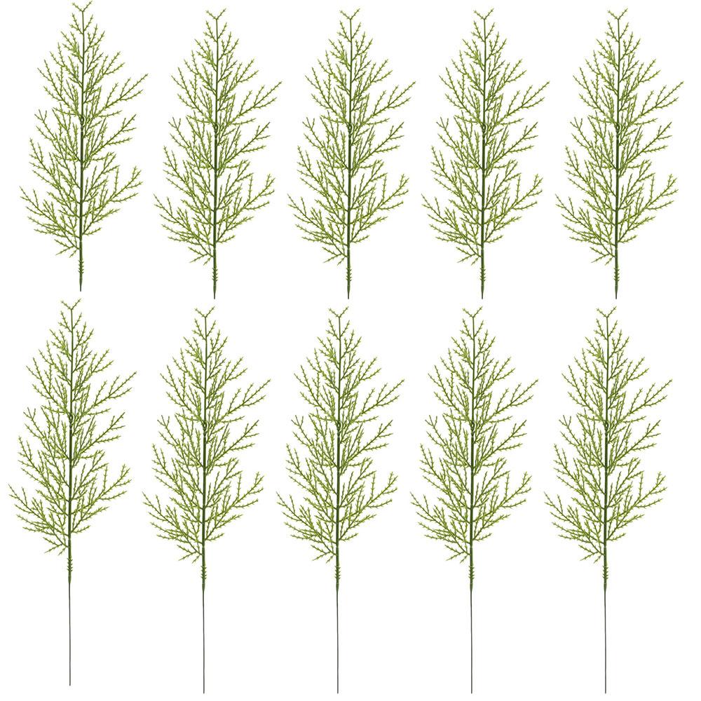 

34cm Length Faux Green Pine Branches Artificial Christmas Fake Sprigs Leave Plastic Cypress Garland Wreath Party Home Decoration 10Pcs зелёный