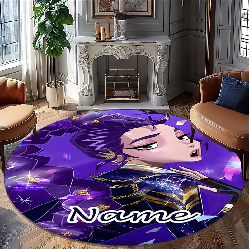 Personalized K-KPop Demon Hunters Round Chair Office Rug - Perfect for Mat, Office Chair & More - Ideal Gift for Birthdays and Holidays