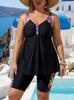 Costume da bagno tankini floreale taglie forti: Costume da Bagno Due Pezzi con Gonna da Bagno & Boardshorts - Disponibile in Giallo, Rosso, Blu