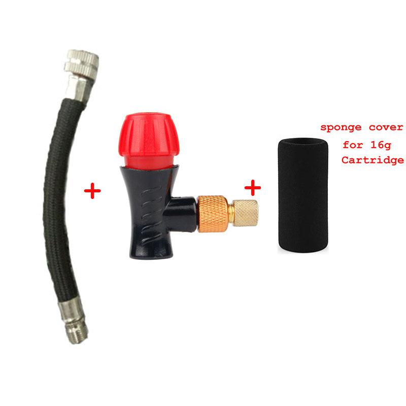 Fahrrad 16g CO2 Kartuschen Adapter Pumpe Radfahren MTB Rennrad Mini Tragbar Luftpumpe Reifen Doppelkopf Schrader & Presta Ventil