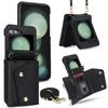 Applicable to Samsung Zflip5 double-buckle zipper messenger wallet case zflip4 niche multi-card all-inclusive anti-drop case in stock