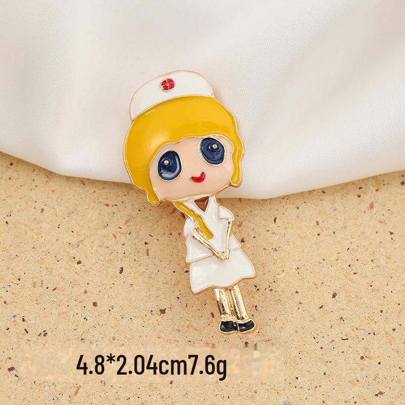 Epidemic Prevention Brooch: Cute Doctor/Nurse Pin, Personalized Fashion Alloy with Oil Drop Design