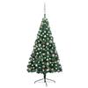 Exclusive House - Pre-lit Artificial Christmas Tree Half and Green Baubles 150 Cm