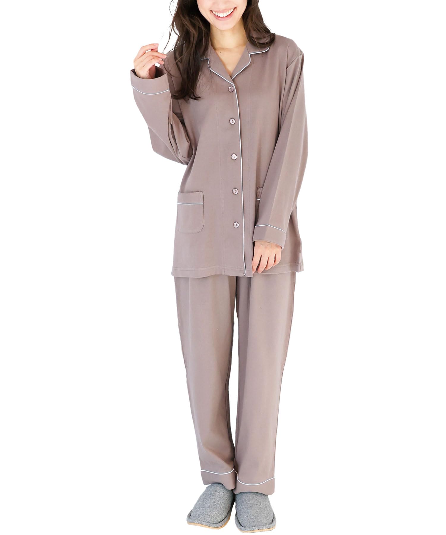 

ON NISHIKI Long Sleeve Smooth Top and Bottom with Perfect for Spring and Autumn Loungewear Size Women s Pajamas, 100% Cotton, Material, Skin-Friendly,