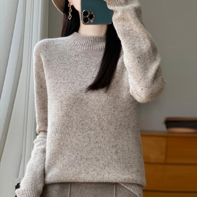 Women's Cashmere Sweater Qinghe Cashmere 30% Cashmere 70% Wool Autumn and Winter Cashmere Thick Pullover Soft and Warm