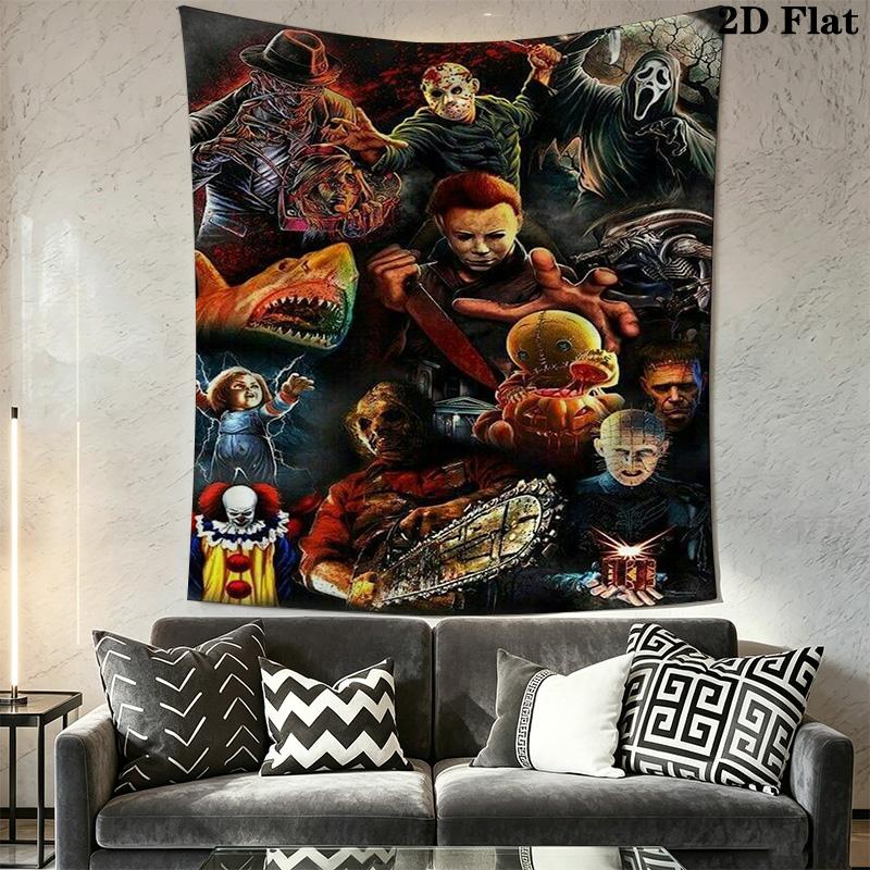 Creepy Clown Tapestry Spooky Room Tapestry Background Cloth Fashion Print Atmospheric Background Cloth Wall Decoration Christmas Gift