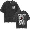 Attack on Titan Retro Gewassen Oversized Y2k T-shirt Dames Heren Mikasa Ackerman Eren Jaeger Wings of Freedom Katoenen Kleding