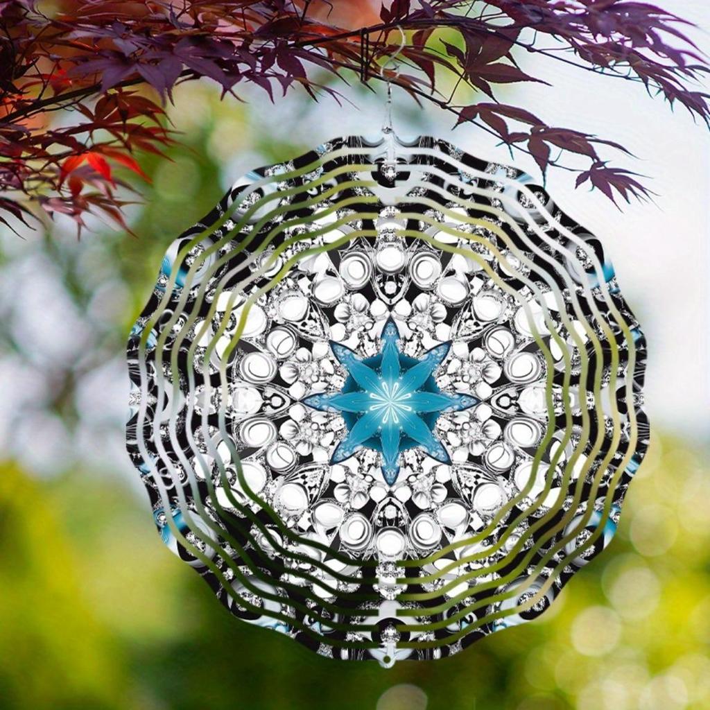 Blaues Mandala Windspiel Wandbehang Gartendekor Außenschmuck Nicht elektrisch Visueller Effekt Geschenk für Zuhause Hof