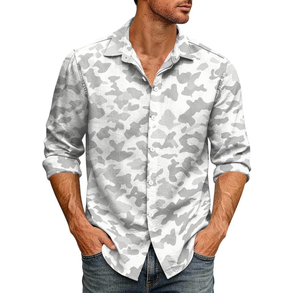 Men's Loose Fit Long Sleeve Shirt Casual Button Down Shirt with Classic Collar for Outdoor Daily Wear Breathable Fabric Suitable for Spring Autumn
