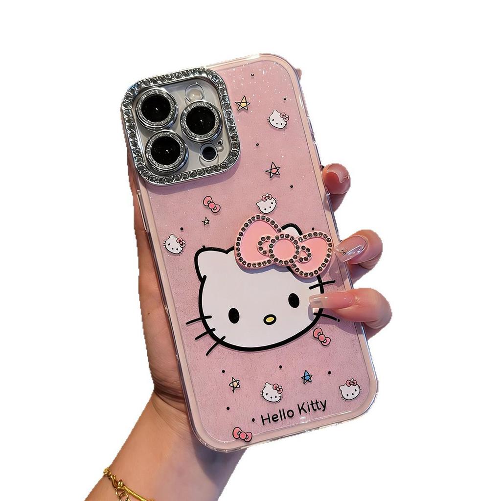3D Rhinestone Bow Cat Phone Case for iPhone 14/13 - Sparkling Glitter