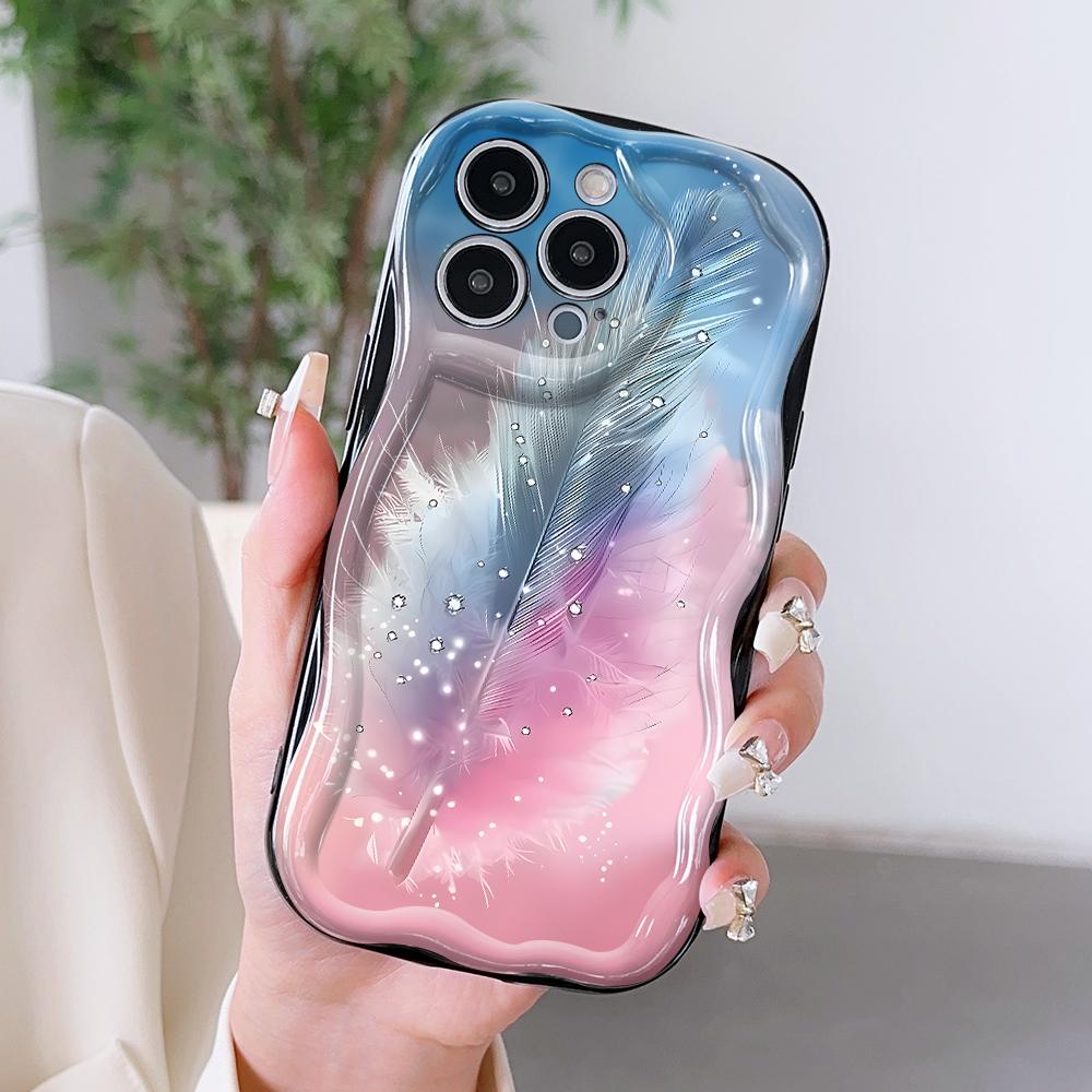 Kreslený vzor krémová textura pouzdro vlnitý okraj měkký silikonový kryt pouzdro na telefon pro OPPO Reno Realme OnePlus Vivo
