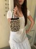 Summer 2026 Shell Decoration Woven Bucket Bag Women's Handmade Beaded Braided Bag Leisure Vacation Round Barrel Shape Handbag