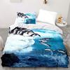 Fun Penguin Duvet Set Cartoon Penguin Children'S Bedding Set Cute Polar Animal Three-Piece Set