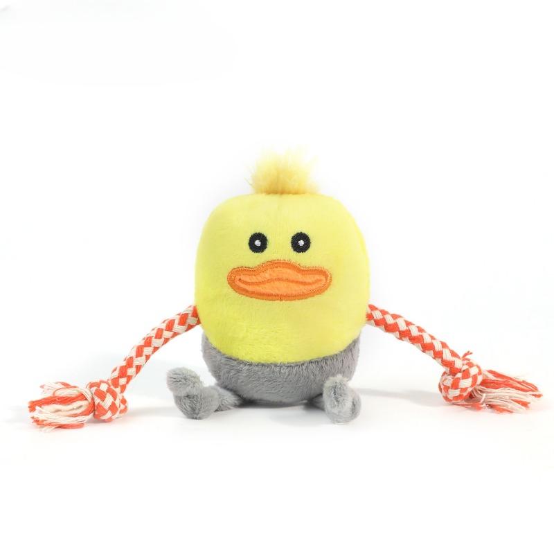 Furry Cotton Rope Dog Toy Interactive Entertainment Noise-making Plush Doll with Rope Knots, Durable and Chewable for Pets.