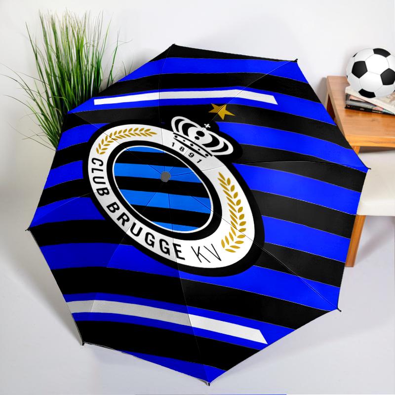 FC Brugge Crest Automatic Folding Umbrella - 8-Rib Travel Umbrella with Auto Open/Close & Portable, Gift for Christmas, Birthdays