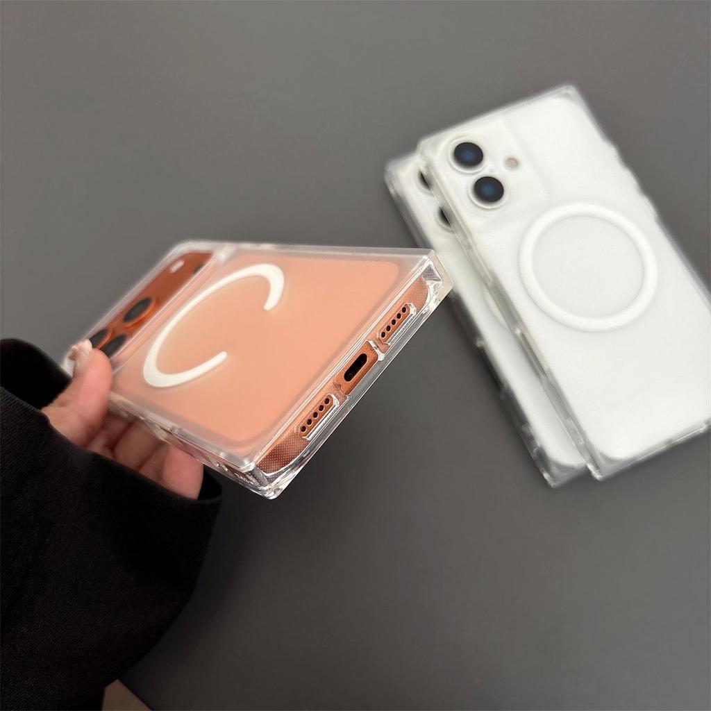Square Frosted Magnetic Transparent Phone Case for iPhone 14/13/12 and Apple 17/16/15 PROMAX