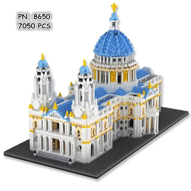 World City Architecture Mini Blocks Greece Santorini Building Bricks  St Paul Cathedral Toy Girl Birthday Valentine Day Present