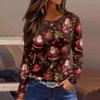Womens's Fashion Casual Halloween Print V-neck Mid Length Pocket 3/4 Sleeve Top