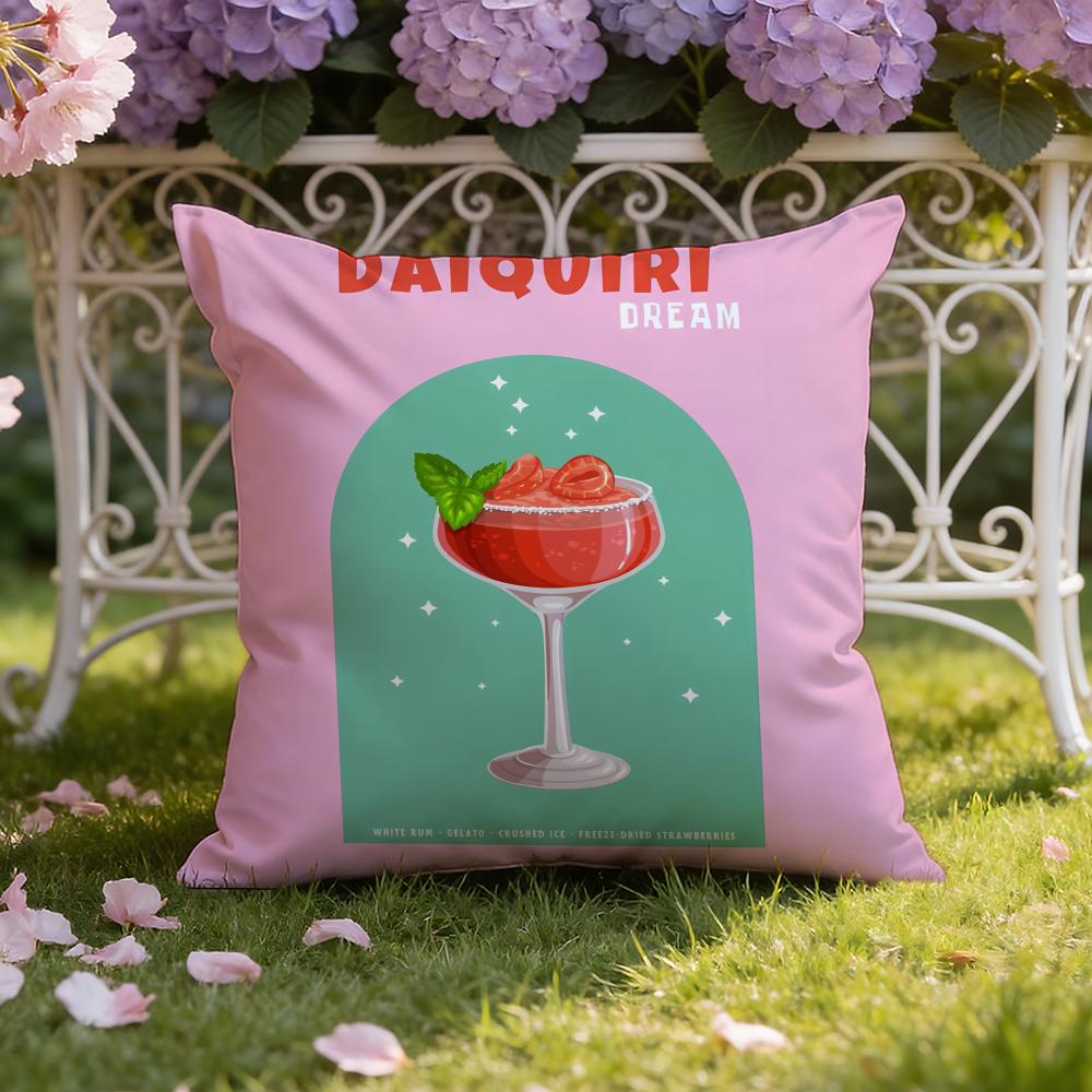 D-Daiquiri Cocktail Cushion Cover Home & Car Dual-Scene Pillow Cover: Reversible for Premium Comfort
