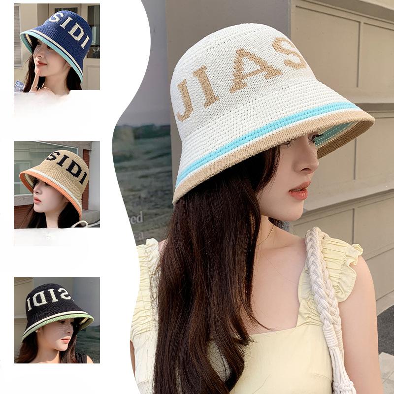 New Summer Hat for Women Knitted Fisherman Hat Sun Protection Sun Hat Summer Breathable Face showing Hat
