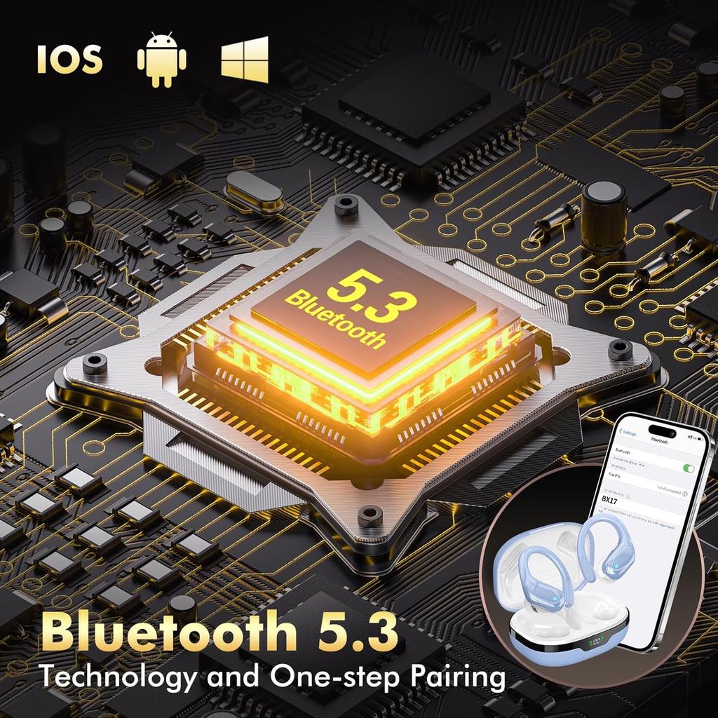 Wireless Earbuds, Sports Bluetooth Headphones, 80Hrs Playtime Ear Buds with LED Power Display, Noise Canceling Headset, IPX7 Waterproof Earphones for