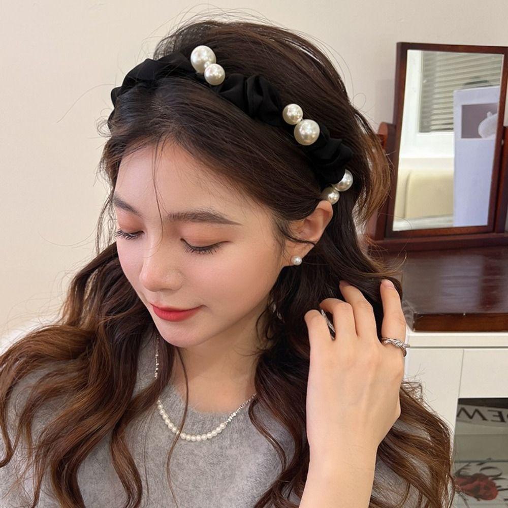 

Женский головной убор с жемчугом, обруч для волос, женская повязка на голову, аксессуары для волос, повязка на голову в корейском стиле