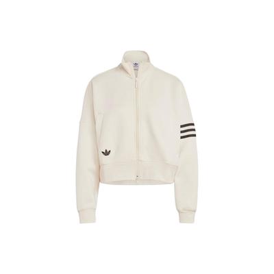 Originals Trefoil Logo Yüksek Yakalı 3 Şeritli Fermuarlı Spor Ceket Kadın Ceket Mucize Beyazı IB7316