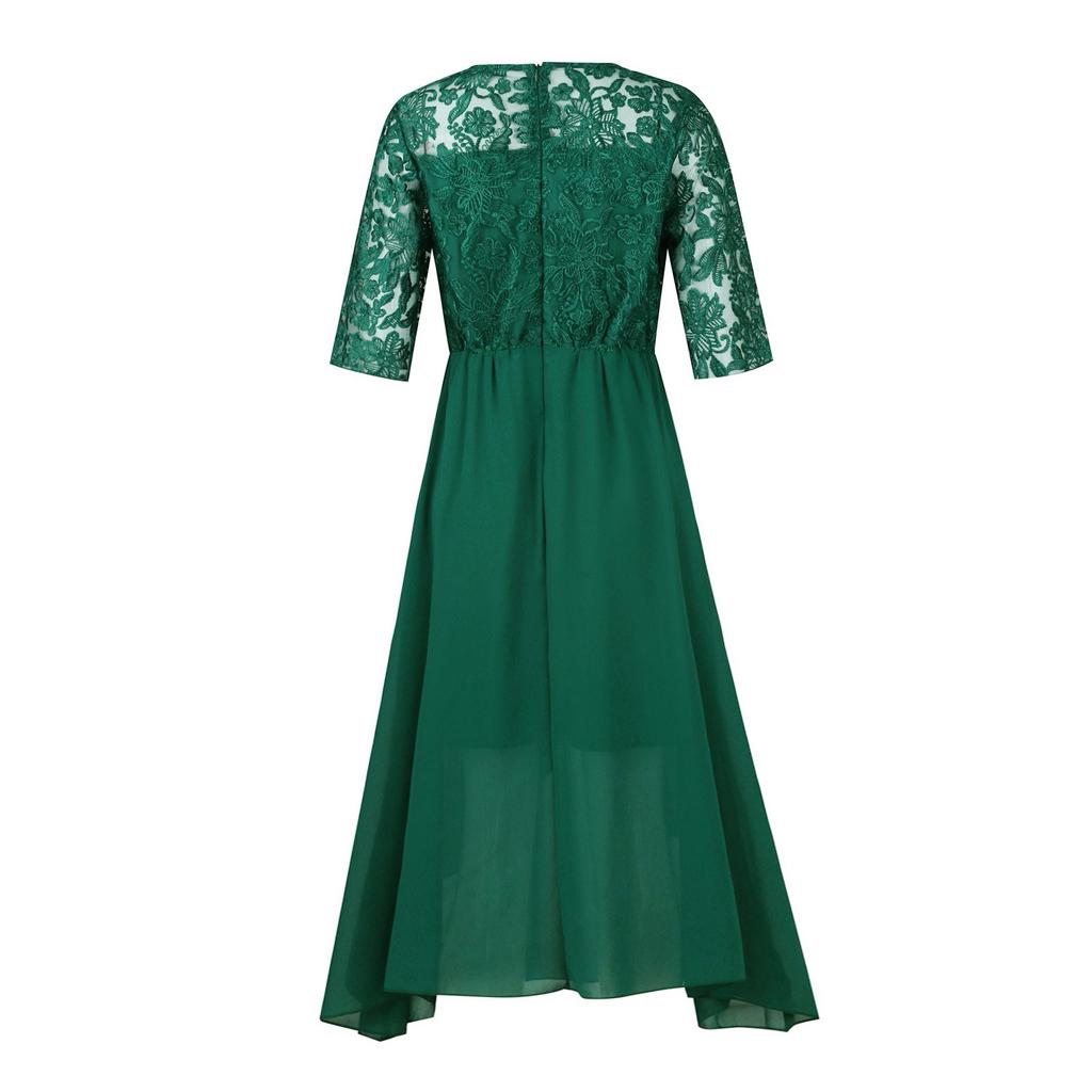 Women's Dress Elegant Lace Patchwork Dress Cut-out Long Dress Bridesmaid Evening Dress
