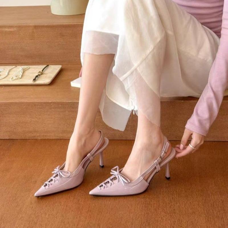 2025 Designer Buckle Strap Pumps Women Sexy Cross Lace Up Pointed Toe Low Thin Heels Wedding Banquet Dress Mules