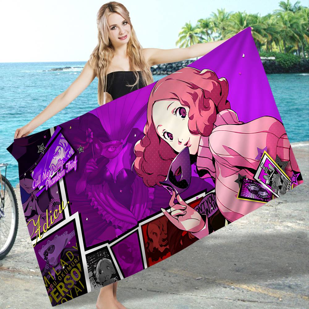 Hot Video Game P-Persona 5 Anime Beach Swimming Towel Soft Absorbent Washcloth Children's Gifts for Kids Travel Camping Gym