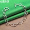 925 Sterling Silver Inverted 8 Side Chain Simple Bracelet Gift Jewelry