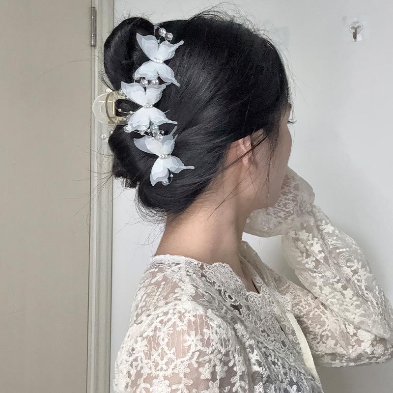 Sweet Bead Butterfly Clip Female Back Of The Head Hairpin Fairy Large Headdress